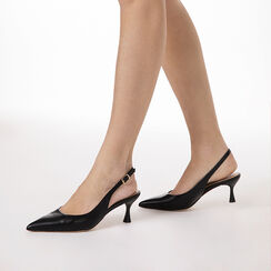 D&eacute;collet&eacute; slingback nere tacco 6 cm, Primadonna, 272118215EPNERO036, 002a