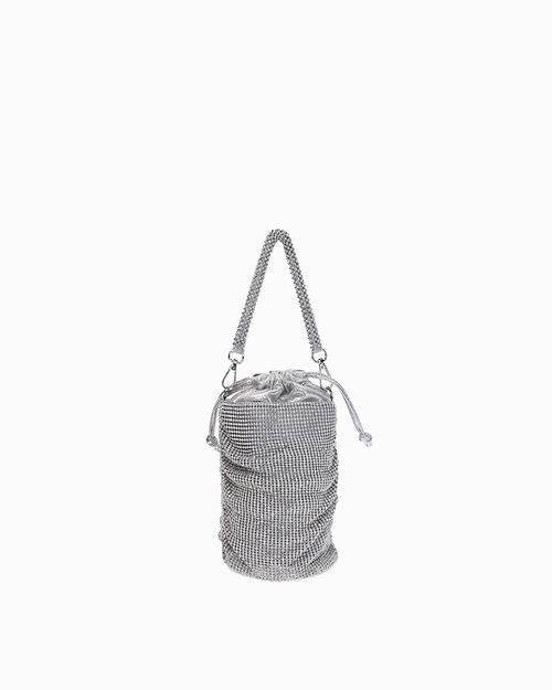 Mini bolso plata con pedrer&iacute;a brillante, SILVER