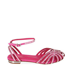 Ballerine fucsia in raso con strass, Primadonna, 21G472001RSFUCS035, 001a
