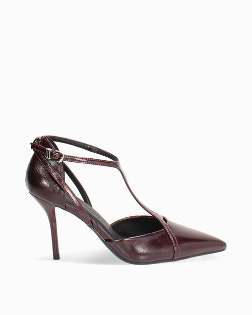 D&eacute;collet&eacute; bordeaux lucide tacco 9 cm, BURGUNDY