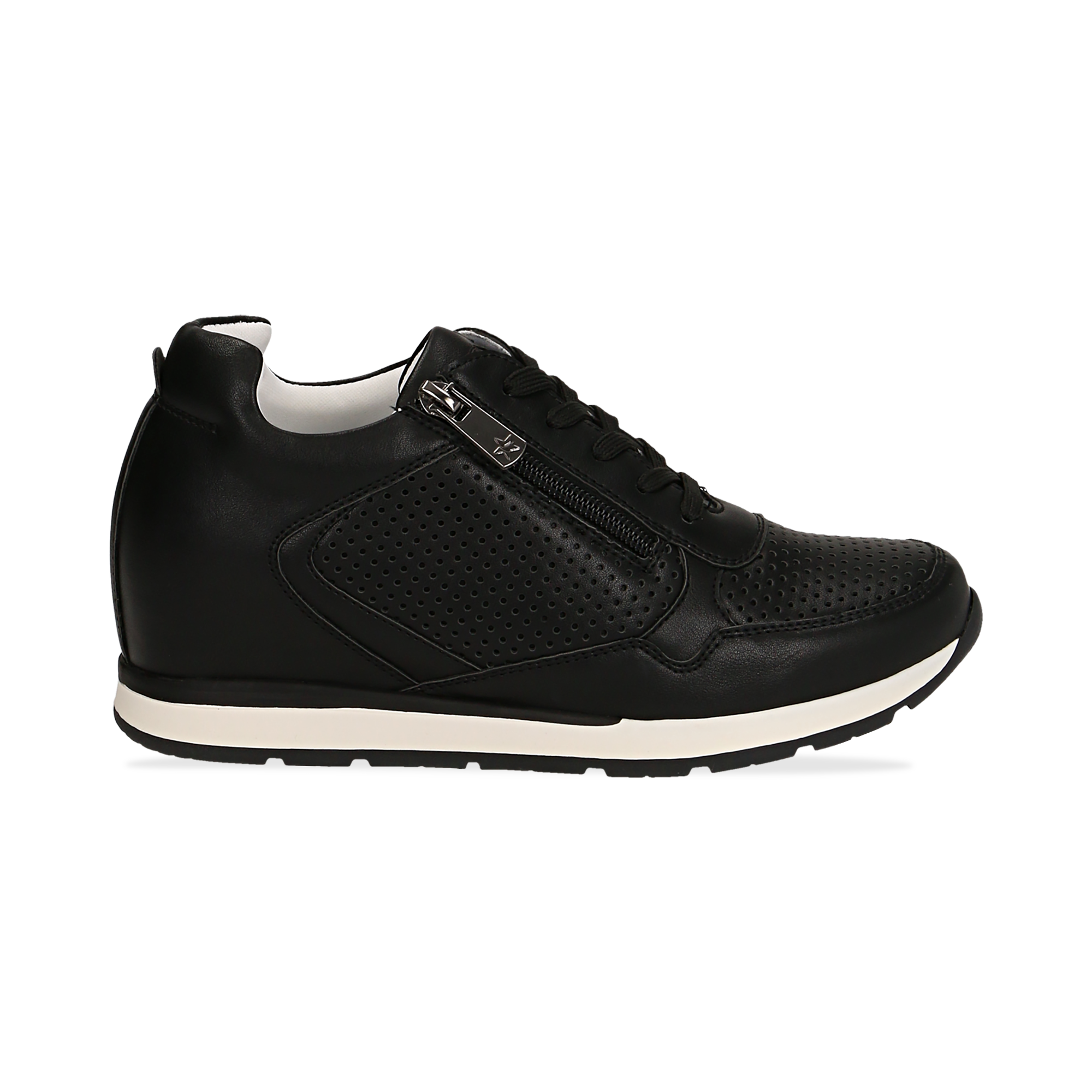 Sneakers da donna nere in eco-pelle con zip | Primadonna Collection