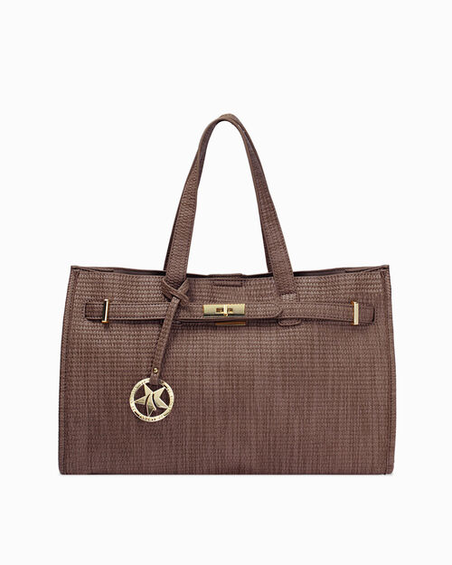 Borsa a mano testa di moro con tracolla removibile, DK BROWN