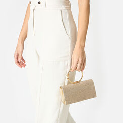 Mini bolso mujer oro en laminado con piedras, Primadonna, 255102425LPOROGUNI, 002a