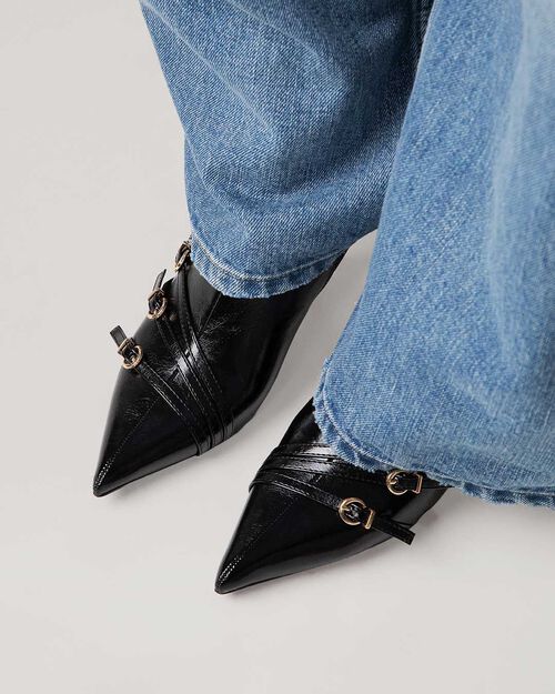 Botines negros elegantes con tac&oacute;n 7 cm, BLACK