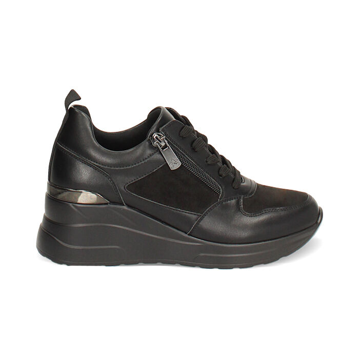 Zapatillas deportivas negras con tacón de 7 cm para un toque de estilo, Primadonna, 262850919EPNERO036
