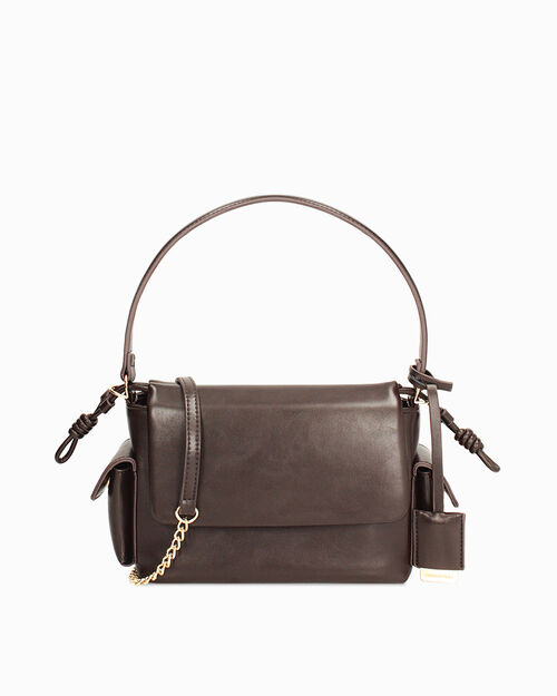 Dark brown mini bag with removable strap, DK BROWN