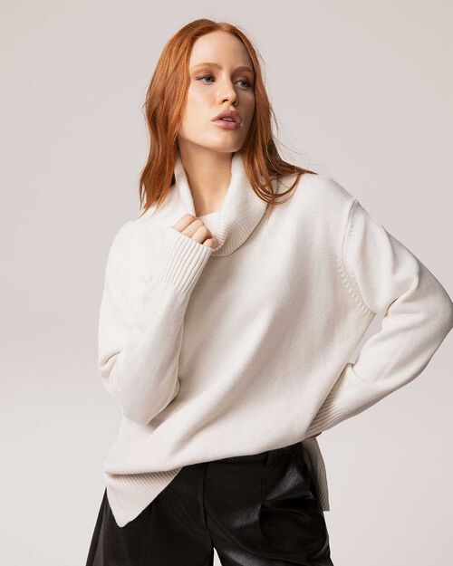 Pull cr&egrave;me col haut, CREAM