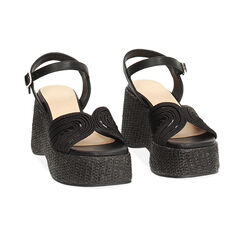Compensées femme noires en raphia, Primadonna, 25P115628RFNERO035, 003 preview