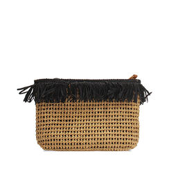 Pochette donna da mare in paglia nera, Primadonna, 25J904696PGNEMAUNI, 001a