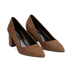 D&eacute;collet&eacute; taupe in microfibra, tacco midi 6 cm , Scarpe, 144923302MFTAUP036, 002 preview