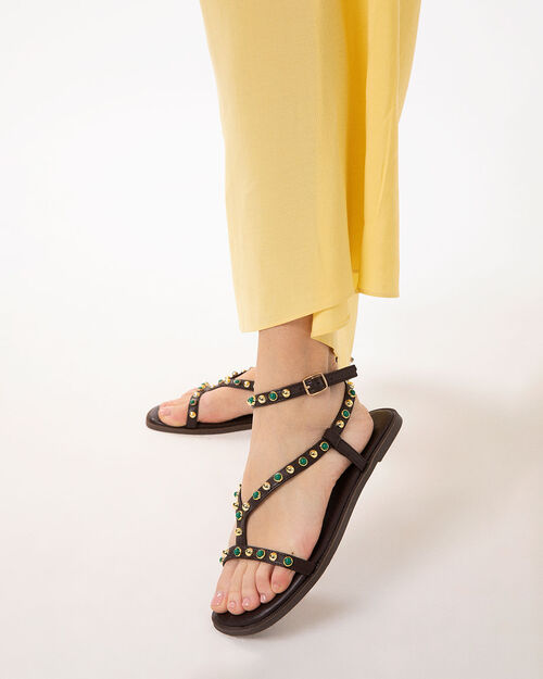 Sandali bassi testa di moro con borchie, DK BROWN
