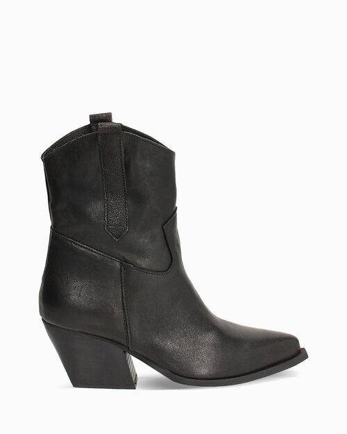 Tronchetti texani in pelle neri, BLACK