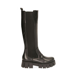Botas negro de cuero, tacón 7 cm , Special Price, 18L622290PENERO036, 001 preview