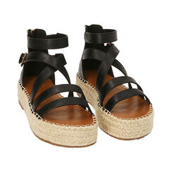Sandali neri, zeppa 3 cm, Primadonna, 214923821EPNERO035, 002 preview