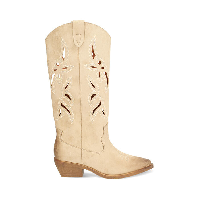 Stivali donna taupe in microfibra, Primadonna, 25P604603MFTAUP035