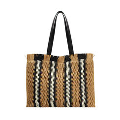 Borsa donna mare grande nera in raffia, Primadonna, 25J904704RFNEROUNI, 001a