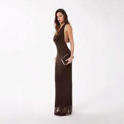 Vestido marr&oacute;n oscuro con piedras brillantes, Primadonna, 27C925565TRMOROM, 003 preview