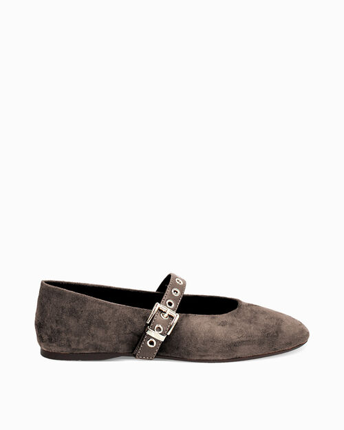 Ballerine taupe con cinturino regolabile, TAUPE