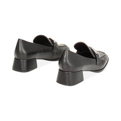 Mocassino nero, tacco largo 4 cm, Primadonna, 244906802EPNERO035, 003 preview