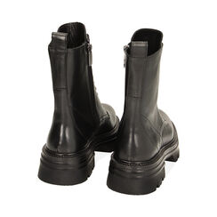 Anfibi neri in pelle, tacco 4 cm, Primadonna, 22N120002PENERO040, 003 preview