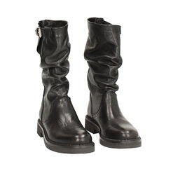 Biker neri in pelle lavata e gambale sceso, Primadonna, 261025202PANERO039, 002 preview