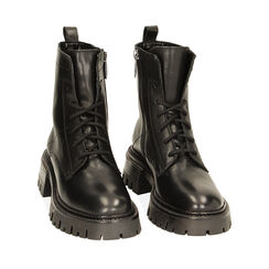 Anfibi neri in pelle, tacco 4,6 cm, Primadonna, 22N110002PENERO035, 002a
