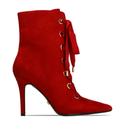 Tronchetti rossi lace-up, tacco a spillo 10 cm,