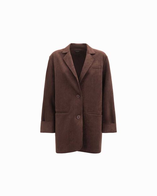 Chaqueta marr&oacute;n oscuro con solapa cl&aacute;sica, DK BROWN