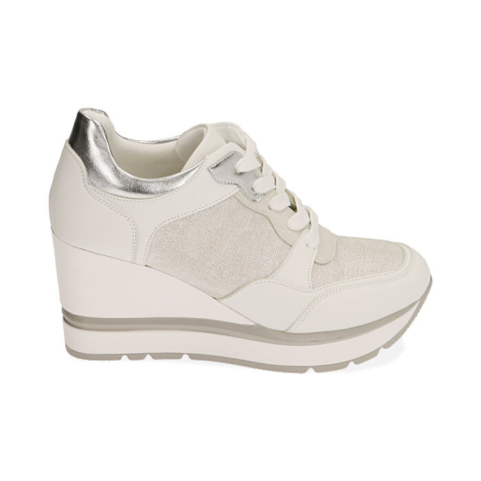 Sneakers donna bianche zeppa 8 5 cm Primadonna Collection