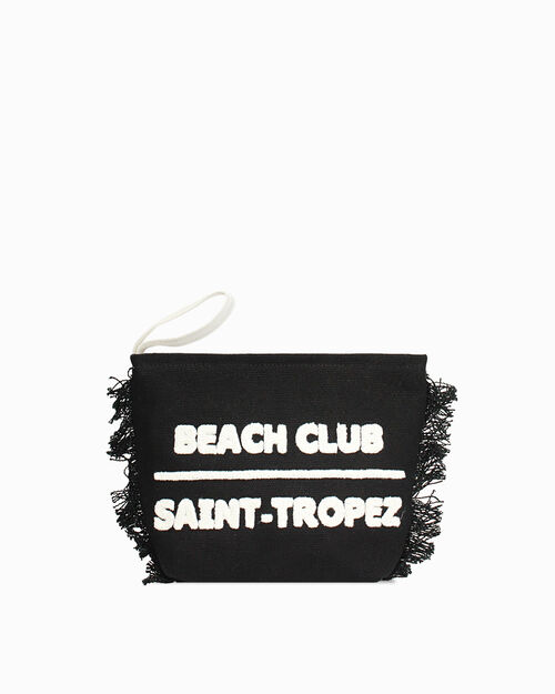 Trousse canvas nero con dettagli chic, BLACK