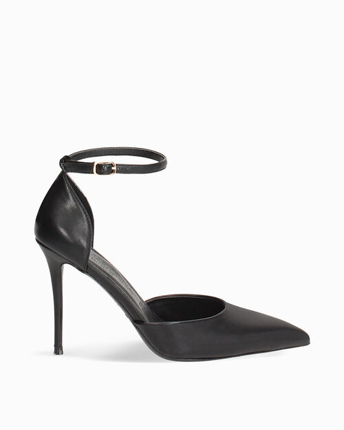 D&eacute;collet&eacute; negras cintur&oacute;n tac&oacute;n 10 cm, BLACK