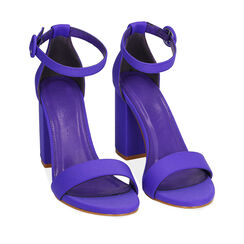 Sandales en lycra violet, talon 9 cm , Fin de Collection, 192783414LYVIOL036, 002a