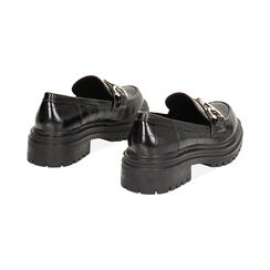Mocassino nero stampa cocco con morsetto, Primadonna, 243012218CCNERO036, 003 preview