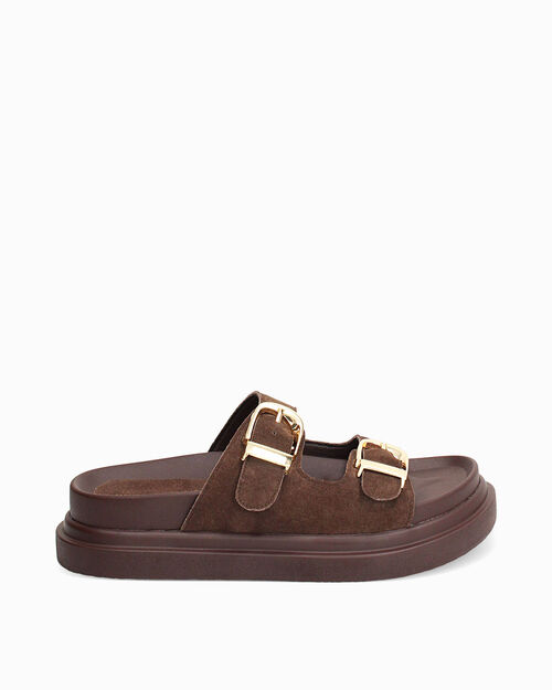 Fussbett testa di moro tacco 4,5 cm, DK BROWN