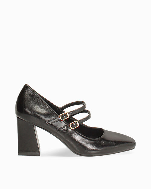 D&eacute;collet&eacute; negras brillantes tac&oacute;n 7,5 cm, BLACK