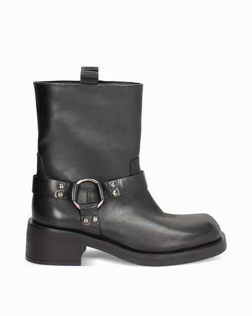 Botas biker negras con tac&oacute;n de 5 cm, BLACK