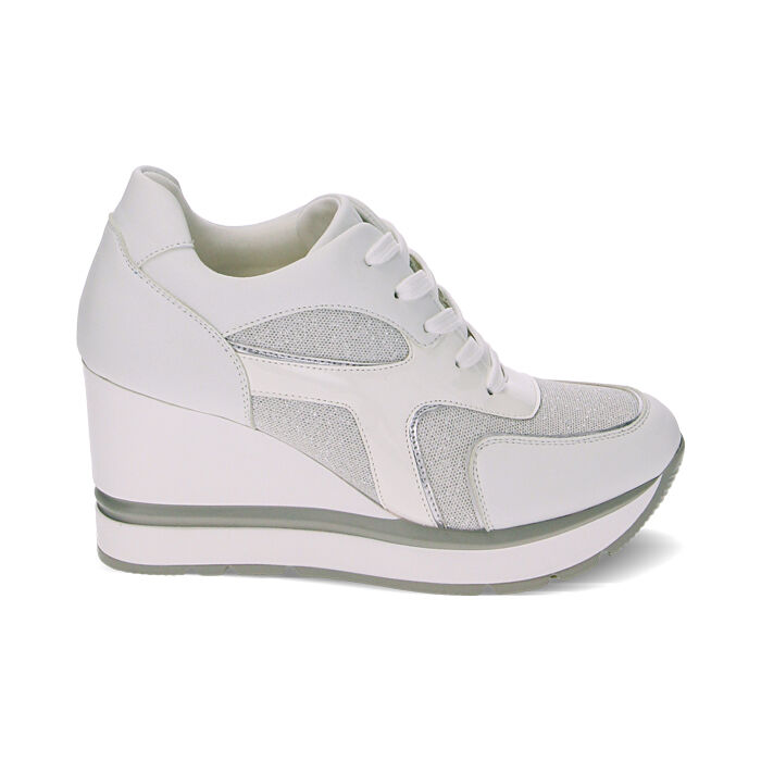 Baskets femme a talon compense blanches Primadonna Collection