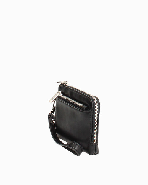 Cartera negra con cadena plateada, BLACK