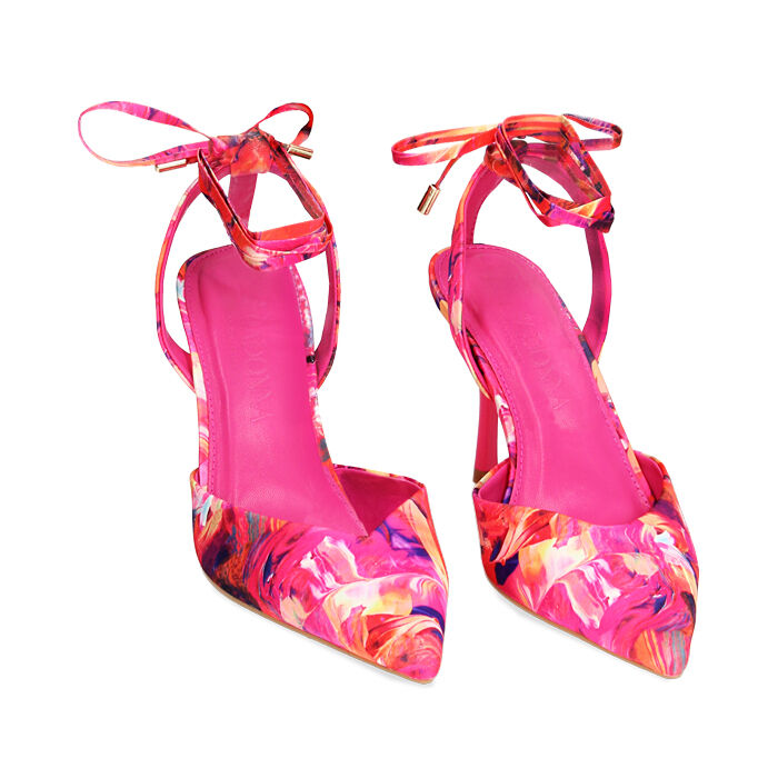 Escarpins multicolores en satin