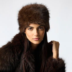 Chapeau marron-noir en fourrure synthétique pour femme, Primadonna, 26B441401FUMANEUNI, 002a