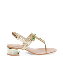 Sandale à petit talon femme or-vert, Primadonna, 254946606LMORVE035, 001a