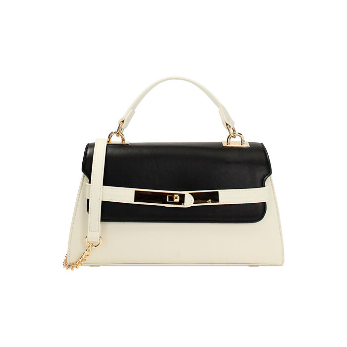 Borsa a mano donna panna-nera, Primadonna, 255100437EPPANEUNI