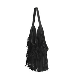 Borsa a spalla nera in microfibra con frange, Primadonna, 265126624MFNEROUNI, 003 preview