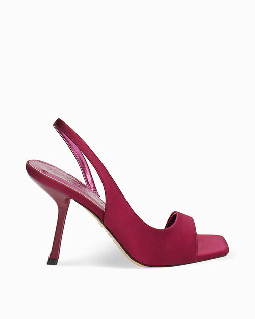 Sandali con tacco bordeaux 9,5 cm, BURGUNDY