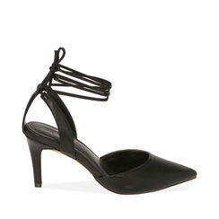Destalonadas negras con cordones, tacón de 8 cm., Primadonna, 19L459190EPNERO038, 001a