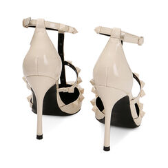 Décolleté  crema con tachas , de charol , tacòn 10,5 cm, Primadonna, 222186107VEPANN035, 003 preview