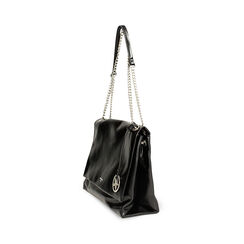 Borsa a spalla nera lucida con tracolla a catena, Primadonna, 265700583EUNEROUNI, 003 preview