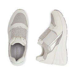 Slip-on bianco/argento, zeppa 5,5 cm , Primadonna, 192807206EPBIAR036, 003 preview