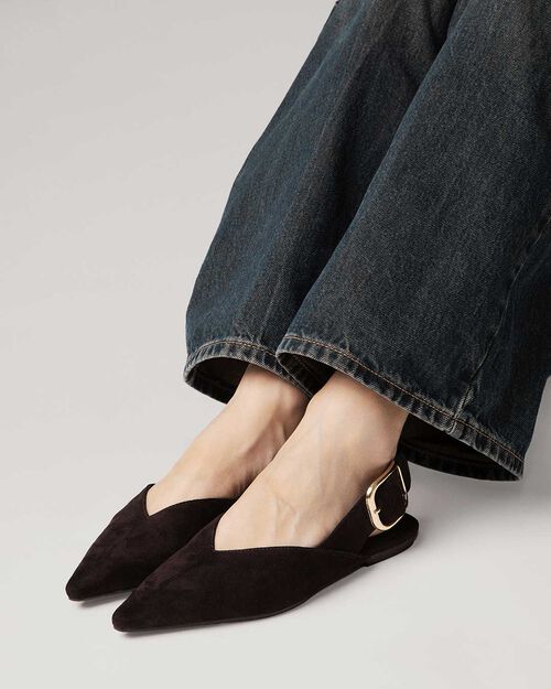 Ballerine slingback marron fonc&eacute;, DK BROWN