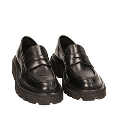Mocassins noirs en cuir, Primadonna, 22S211309PENERO040, 002a